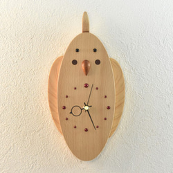 【受注制作】オカメインコの掛け時計（ブナと檜） 2枚目の画像