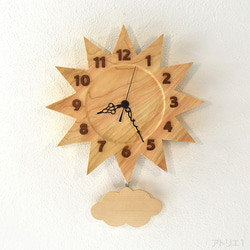 【受注制作】天然檜で作ったお日様の振り子時計 1枚目の画像