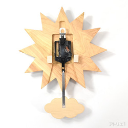 【受注制作】天然檜で作ったお日様の振り子時計 3枚目の画像