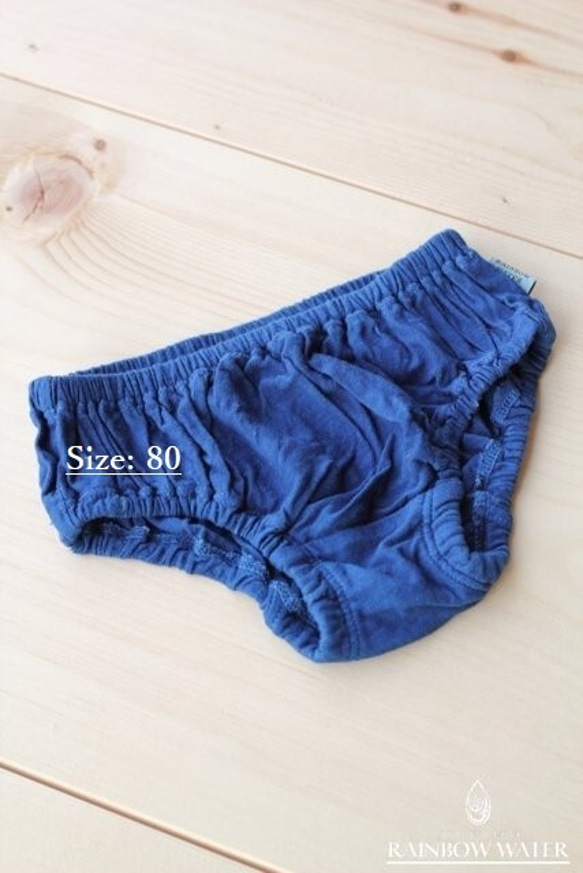 キッズ パンツ 80サイズ【リネン コットン】 / 藍染め ライトインディゴ 1枚目の画像