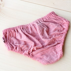 キッズ パンツ 110サイズ【リネン コットン】 /  草木染め（トンファン：タイの木の実） ピンク 2枚目の画像