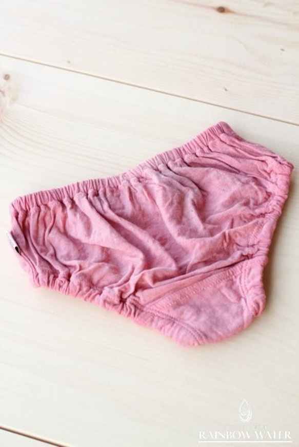 キッズ パンツ 110サイズ【リネン コットン】 /  草木染め（トンファン：タイの木の実） ピンク 2枚目の画像