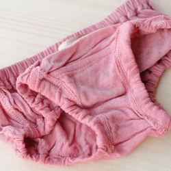 キッズ パンツ 100サイズ 【リネン コットン】 /  草木染め（トンファン：タイの木の実） ピンク 3枚目の画像