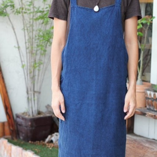 正藍染ヘンプコットン　あいとわエプロン ワークウェア〈藍染〉【ロング】 | SUKIMONO STORE
