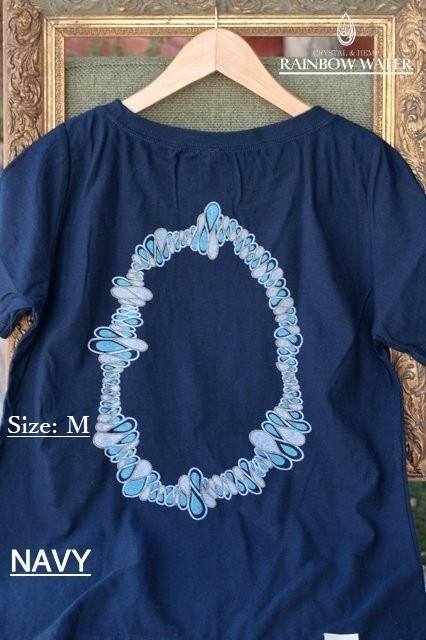 レディース Mサイズ INFINITY DROP Print Tシャツ 【コットン100％】/ ネイビー
