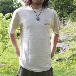 メンズ Mサイズ RYUKYU RAINBOW ISLAND　Tシャツ 【 ヘンプ コットン 】/ナチュラルオフホワイト 2枚目の画像