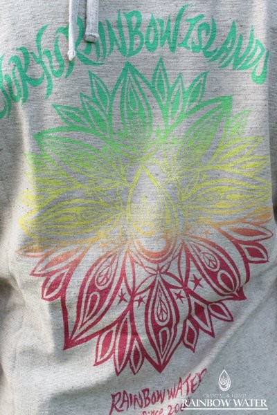 レディースMサイズ RYUKYU RAINBOW ISLAND Tシャツ【 ヘンプ コットン 】/ナチュラルオフホワイト