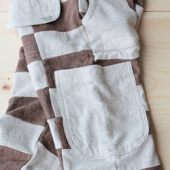 キッズ パッチワークパンツ Mサイズ【 ヘンプ オーガニックコットン 】/ 草木染めブラウン × ナチュラルオフホワイト        Ω 人気・おすすめ｜使いやすい・旅行におすすめ 品質保証 全国発送 正規品・日本国内発送・安心保証付き