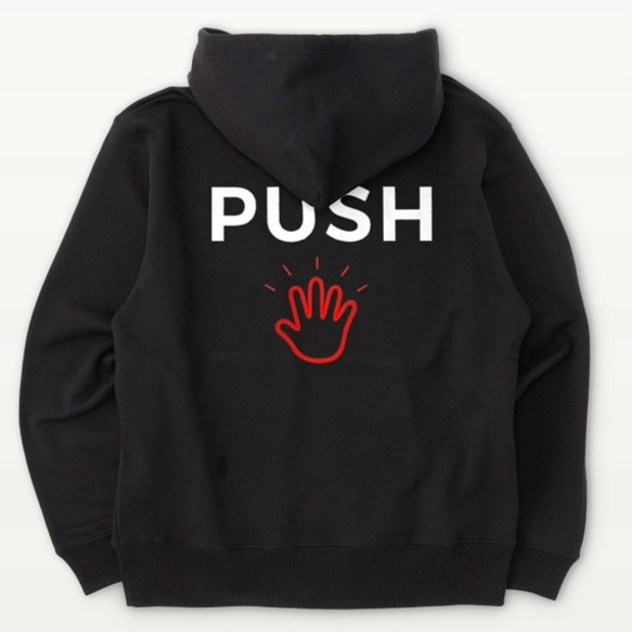 Push on Back 01【Backprint Hoodie pile / color:BLACK】 1枚目の画像