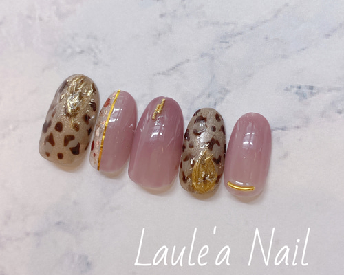 NO16 ネイルチップ 大人かわいい◊*゜レオパードネイル ヒョウ柄