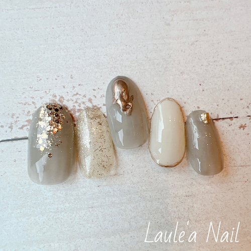 NO35 ネイルチップ/ミラー/ニュアンスネイル/ニュアンス/ラメ/キラキラ