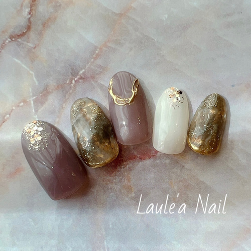 NO49 ダークカラーの奥行き煌めきニュアンスネイル/成人式/結婚式  