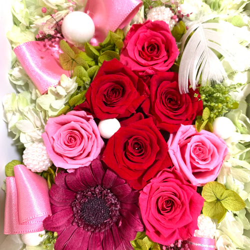 フォトフレーム観音開き、薔薇、ガーベラ、写真2枚入る フォトフレーム