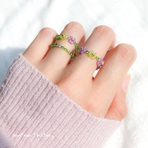 【rs-3】 ビーズリング ✿ 韓国 カラフル 蝶々 ハート rs-3】 ビーズリング ✿ 韓国 カラフル 蝶々 ハート