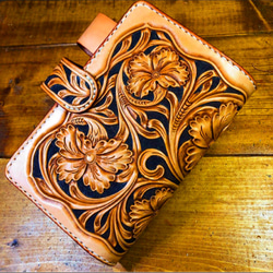 通帳ケース レザーカービング ナチュラル その他ケース Luna leather