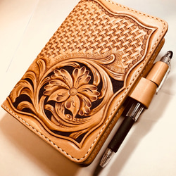 【オーダー専用出品】 カービングケース (ナチュラル) 手帳カバー カービング手帳カバー ほぼ日手帳カバー 本革手帳