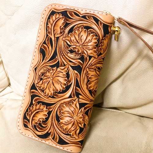 カービングウォレット ラウンドファスナーウォレット 長財布 ラウンド