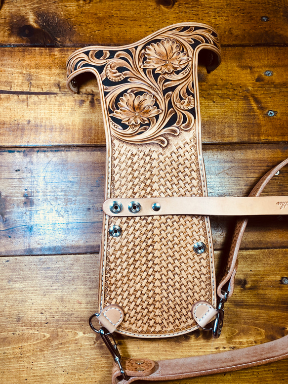 シザーケース レザーカービング カービングシザーケース 6丁刺し ^^ また