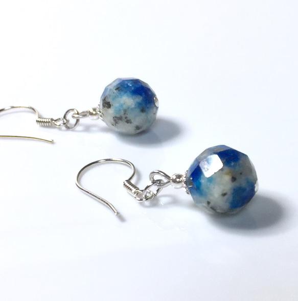 バリシルバー k2ブルー アズライトイングラナイトピアス イヤリング  