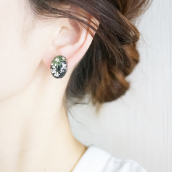 水晶&amp;蕾絲花朵耳環/耳環 第5張的照片