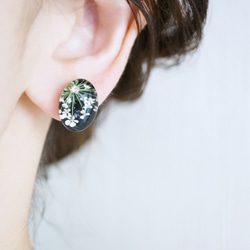 水晶&amp;蕾絲花朵耳環/耳環 第7張的照片
