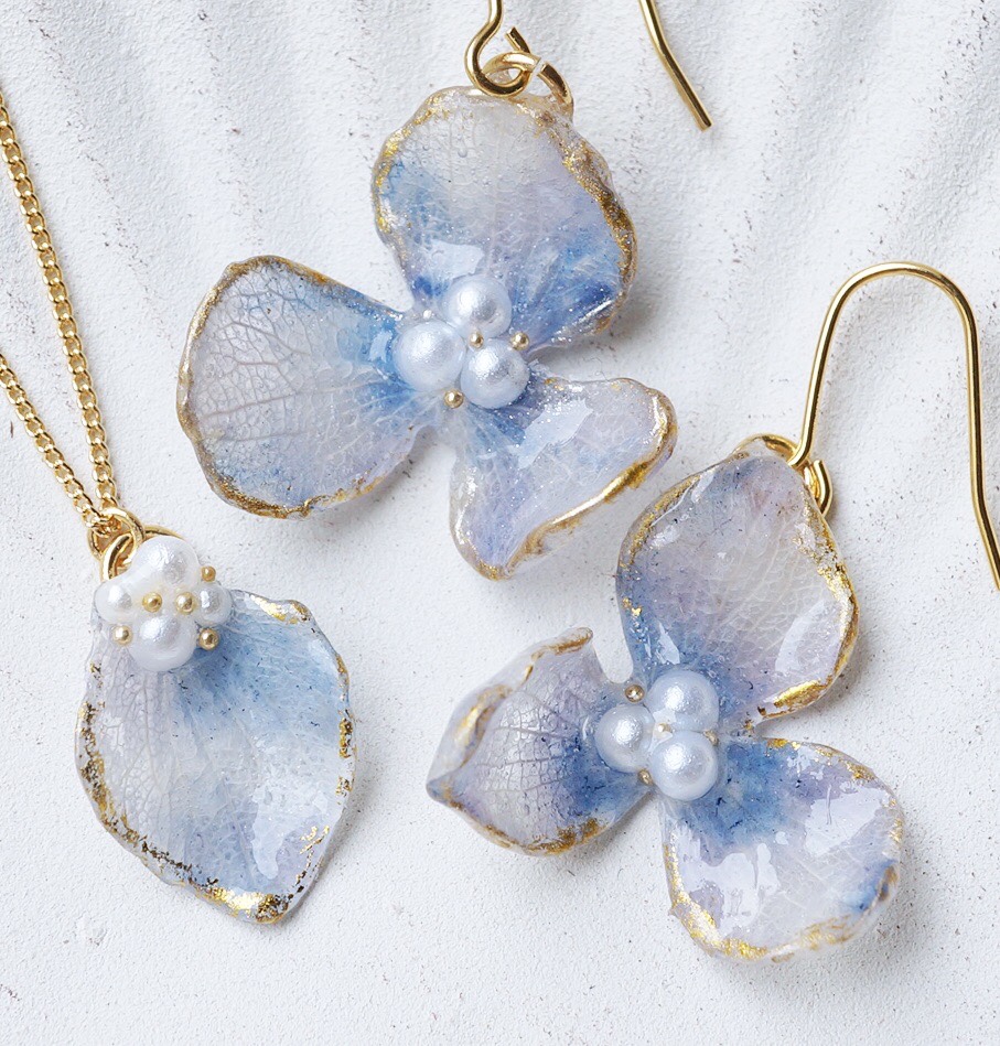 紫陽花のアンティークアートjewelryセット