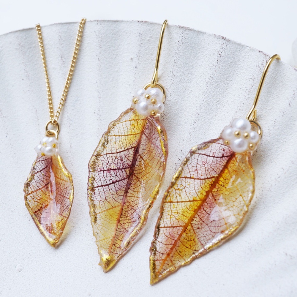 【本物の葉】ミニ＊リアルリーフjewelryセット