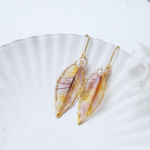 本物の葉】ミニ＊リアルリーフjewelryピアス/イヤリング ピアス