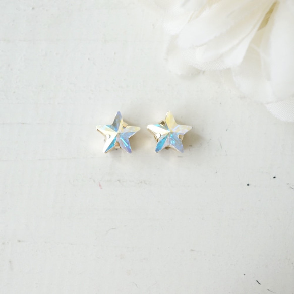三色施華洛世奇STAR 穿孔耳環/耳環 第4張的照片