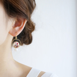 [2 件套] Kasumi 草 &amp; 金箔珍珠穿孔耳環/耳環套裝 第5張的照片