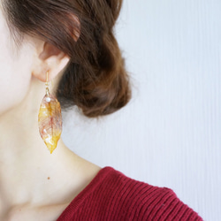 【真的葉子】葉子&珍珠耳環/夾式耳環 第2張的照片