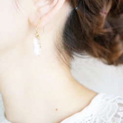 [母親節]燕子和淡水珍珠♡繡球珍珠套裝耳環/耳環 第5張的照片