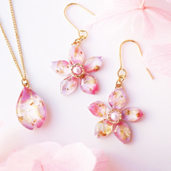 ハンドメイド木製桜モチーフアクセサリーセット ハンドメイド木製桜モチーフアクセサリーセット