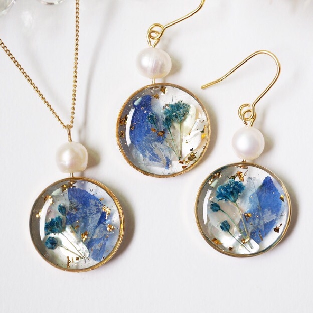 淡水パール& blueフラワー set