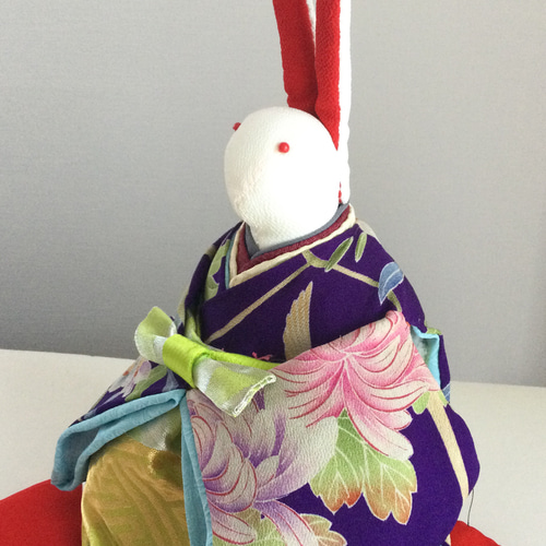 ちりめん うさぎのお雛様(大) 【３】座布団(赤)付き うさぎのお雛様(大) 2 座布団(赤)付き ちりめん ひな人形・雛