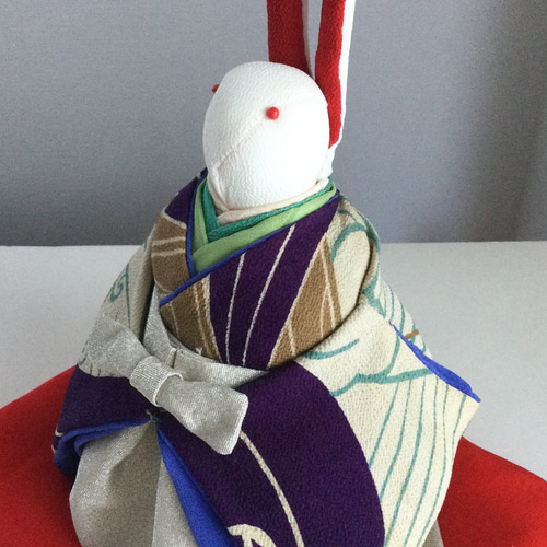 ちりめん うさぎのお雛様(大) 【４】座布団(赤)付き うさぎのお雛様(大) 4 座布団(赤)付き ちりめん ひな人形・雛飾り