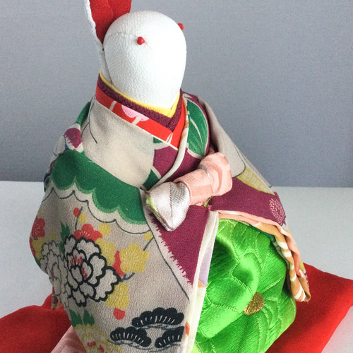 うさぎのお雛様(大) 4 座布団(赤)付き ちりめん ひな人形・雛飾り