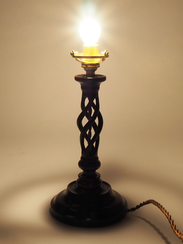 木製ランプスタンド　透かしツイスト　卓上照明/テーブルライト　No.64 