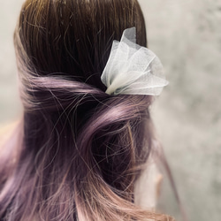 チュール/オーガンジー  髪飾り(ホワイト) 3枚目の画像
