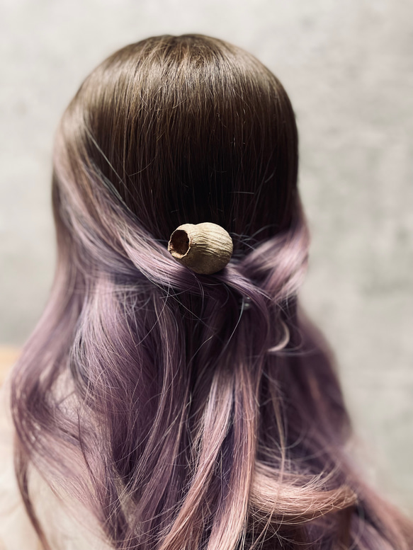 ベルギーナッツ/ユーカリの実 髪飾り(ドライフラワー) 3枚目の画像