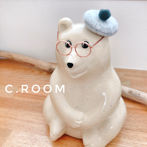 しろくま貯金箱】ベレー帽 ライトグレー その他インテリア雑貨 C.room