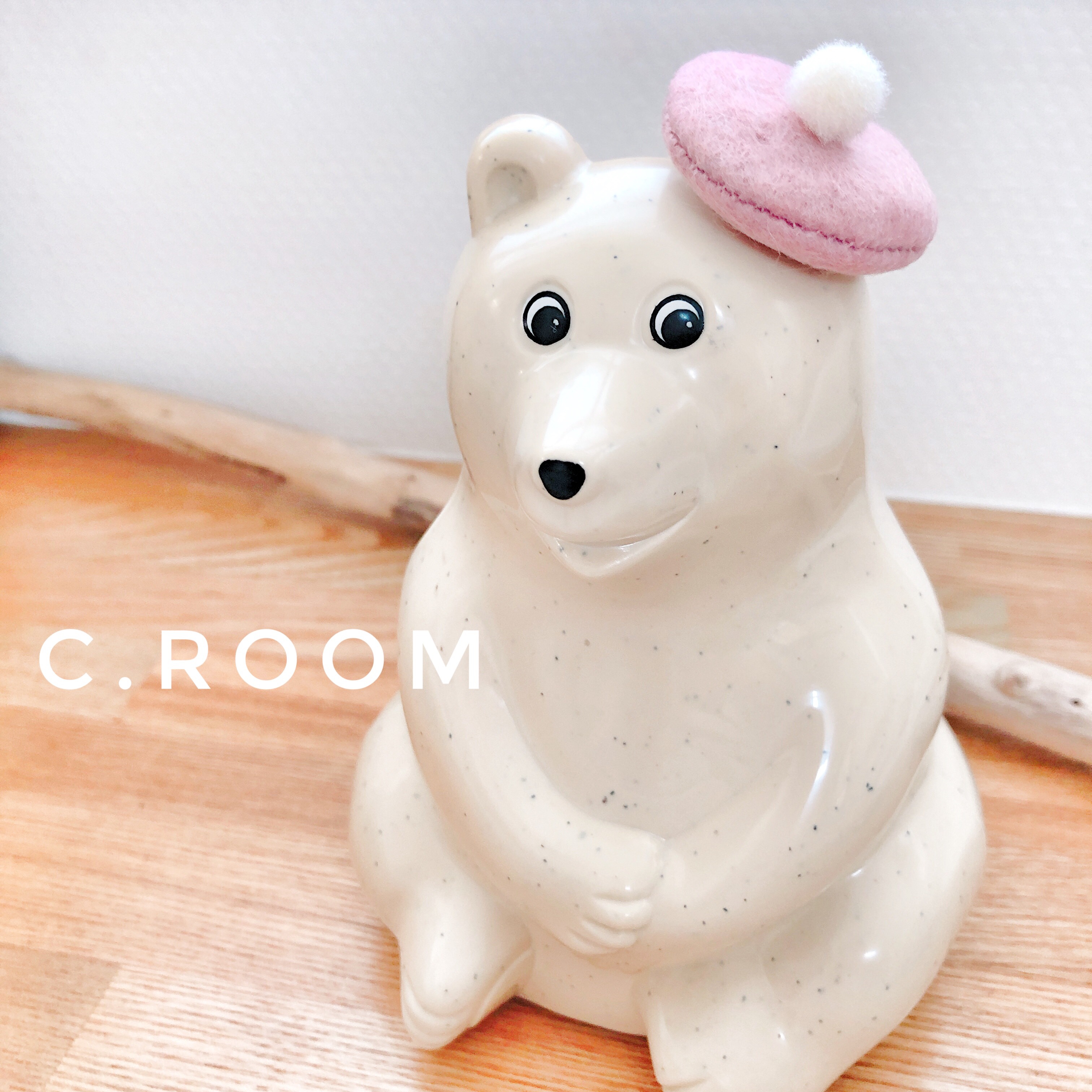 しろくま貯金箱】ベレー帽 ピンク その他インテリア雑貨 C.room