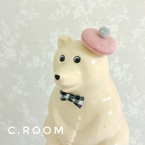 しろくま貯金箱】ベレー帽 ピンク その他インテリア雑貨 C.room