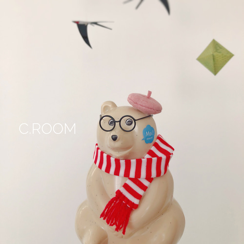 しろくま貯金箱】ベレー帽 ピンク その他インテリア雑貨 C.room