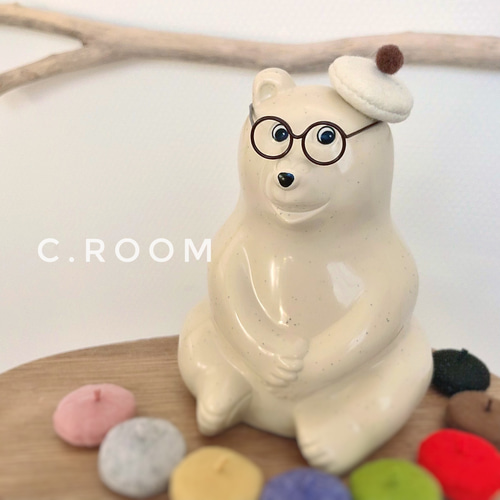 しろくま貯金箱】ベレー帽 オフホワイト その他インテリア雑貨 C.room