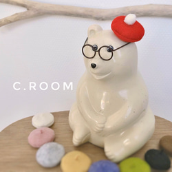 しろくま貯金箱】ベレー帽 ライトグレー その他インテリア雑貨 C.room