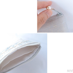 刺繍模様が美しいジュエリーポーチ　リップケース　カード入れ　ミニポーチ　インドシルク　 5枚目の画像