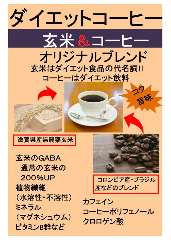 玄米＆コーヒー　オリジナルブレンド　ドリップパック5袋入り　世界初のコーヒーブレンド。コーヒーとして飲める玄米ご飯 4枚目の画像