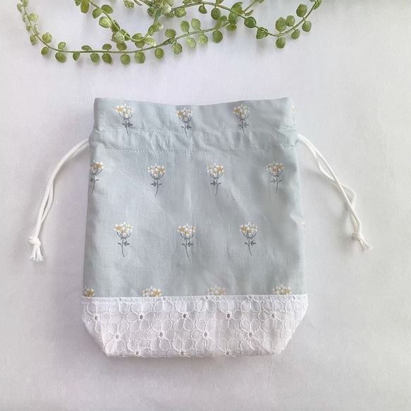 小花レースフラワー柄巾着袋✿︎ 2枚目の画像