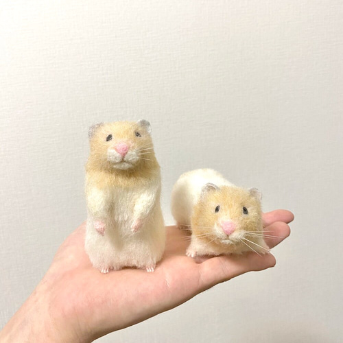 羊毛フェルトのハムスター ペア【オーダーメイド】 羊毛フェルト むう